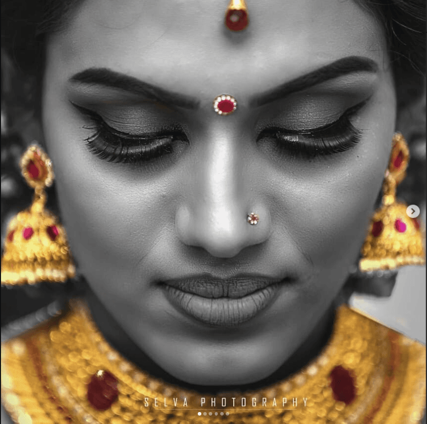 Close-up bridal beauty portrait with traditional jewellery